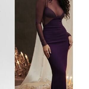 House Of Cb Safiya Black Grape Maxi Dress Size S Small NWOT